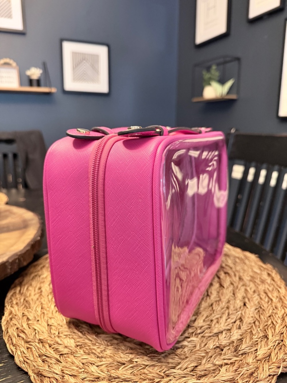 Calpak Clear Travel Cosmetic Case with Pink Trim - Picture 7 of 8